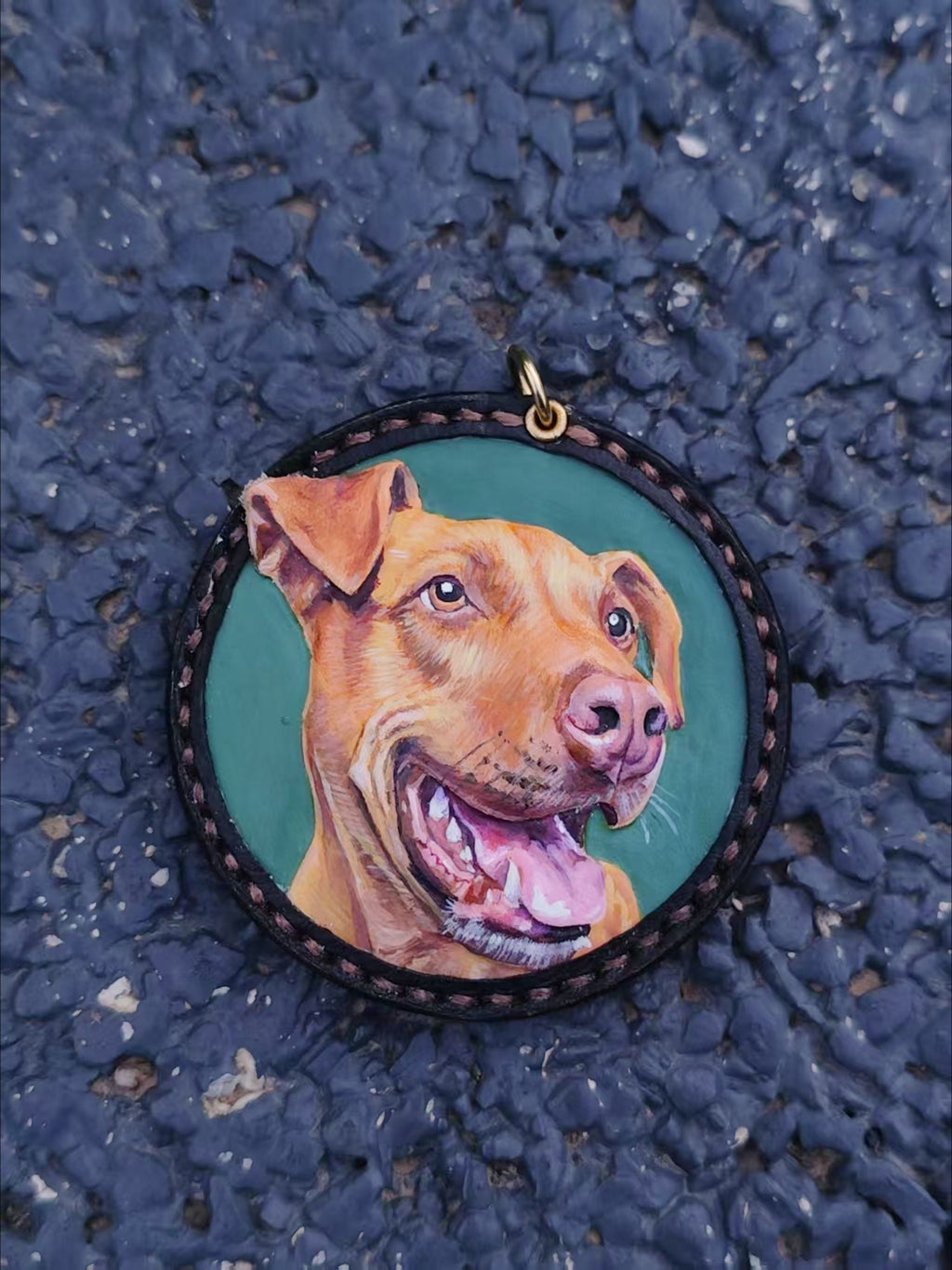 Custom Handmade Pet Portrait Leather Keychain – Personalized Dog & Cat Gift, Carved from Your Photo