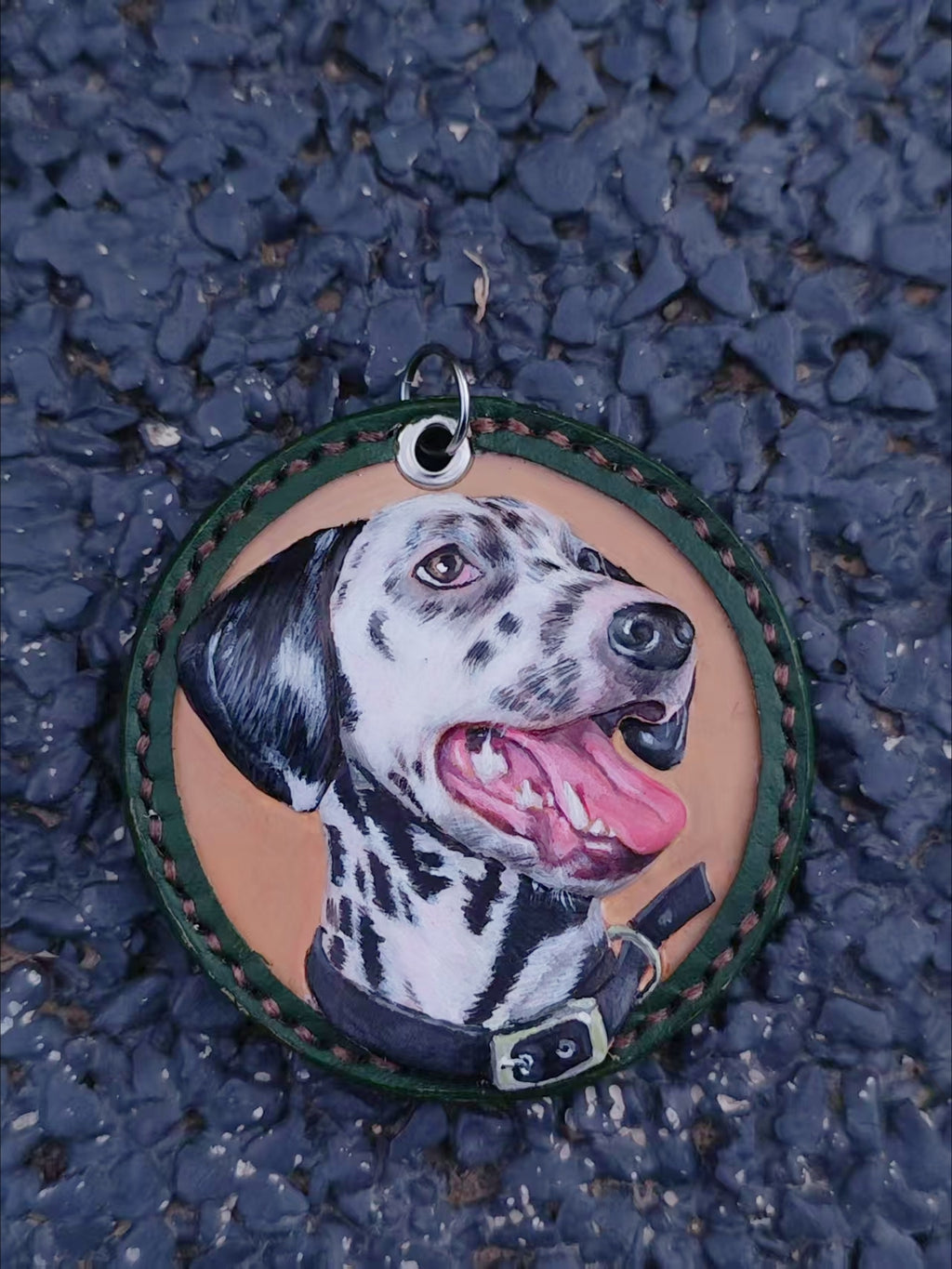Custom Handmade Pet Portrait Leather Keychain – Personalized Dog & Cat Gift, Carved from Your Photo