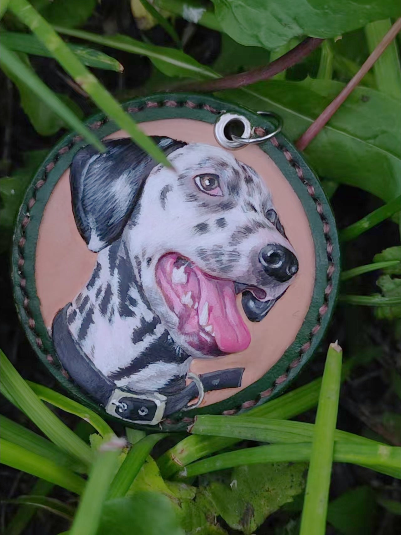 Custom Handmade Pet Portrait Leather Keychain – Personalized Dog & Cat Gift, Carved from Your Photo