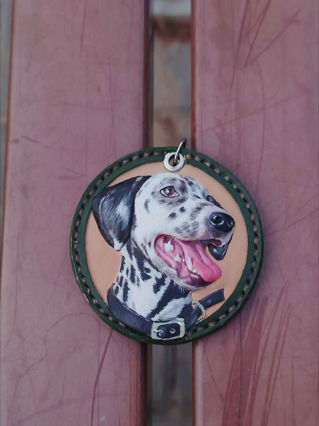 Custom Handmade Pet Portrait Leather Keychain – Personalized Dog & Cat Gift, Carved from Your Photo